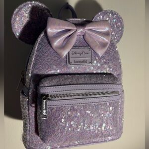 Disney Parks Loungefly Opalescent Lavender
Purple Sequin Minnie Backpack